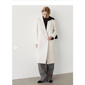Massimo Dutti Womens Long Coat M Medium Off White Cream Wool 6459/706 NWT